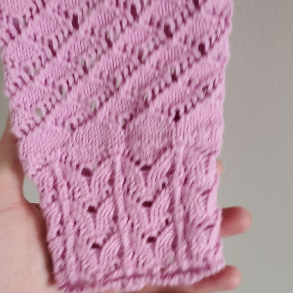 Heartloom Pink Knit Novella With Gold Accent Cotton Feminine Coquette Cardigan M - Picture 7 of 13